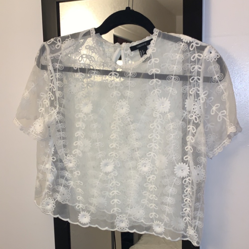 Sheer White Floral Top